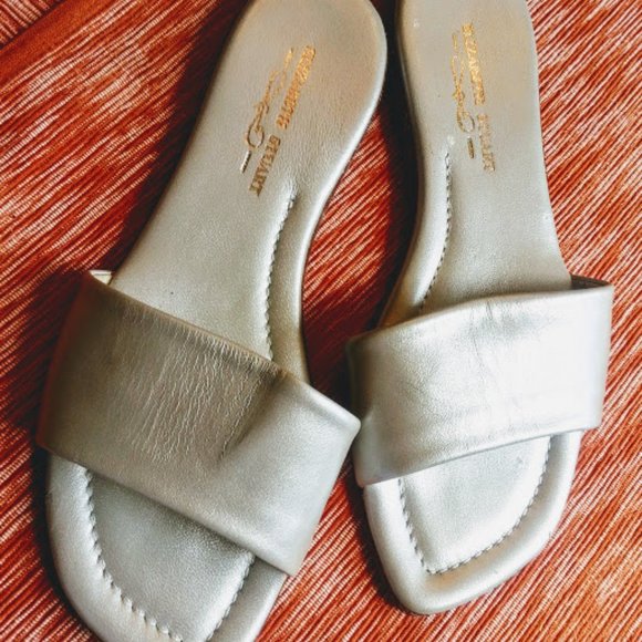 Italian Metallic Leather Sandals- Sz 39 New - Picture 4 of 6